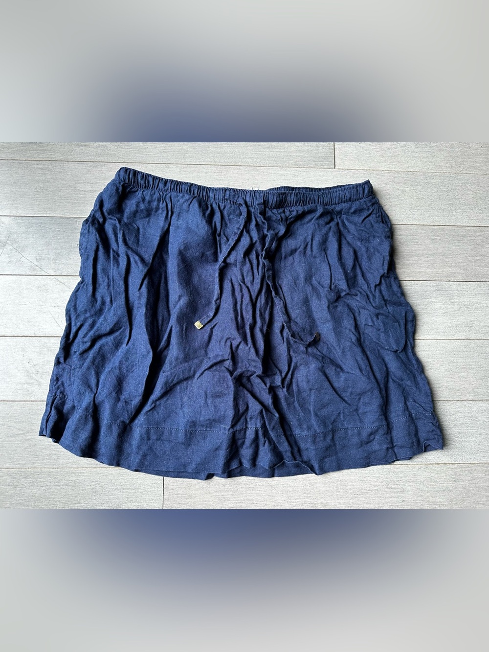 Women’s C&C California Blue Linen Mini Lightweight Drawstring Skort Size Medium